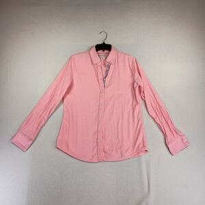 Banana Republic Womens Oxford Shirt Pink Striped Accent Sz Medium Preppy